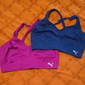 Puma Women's Magenta and Navy Sports Bra Set